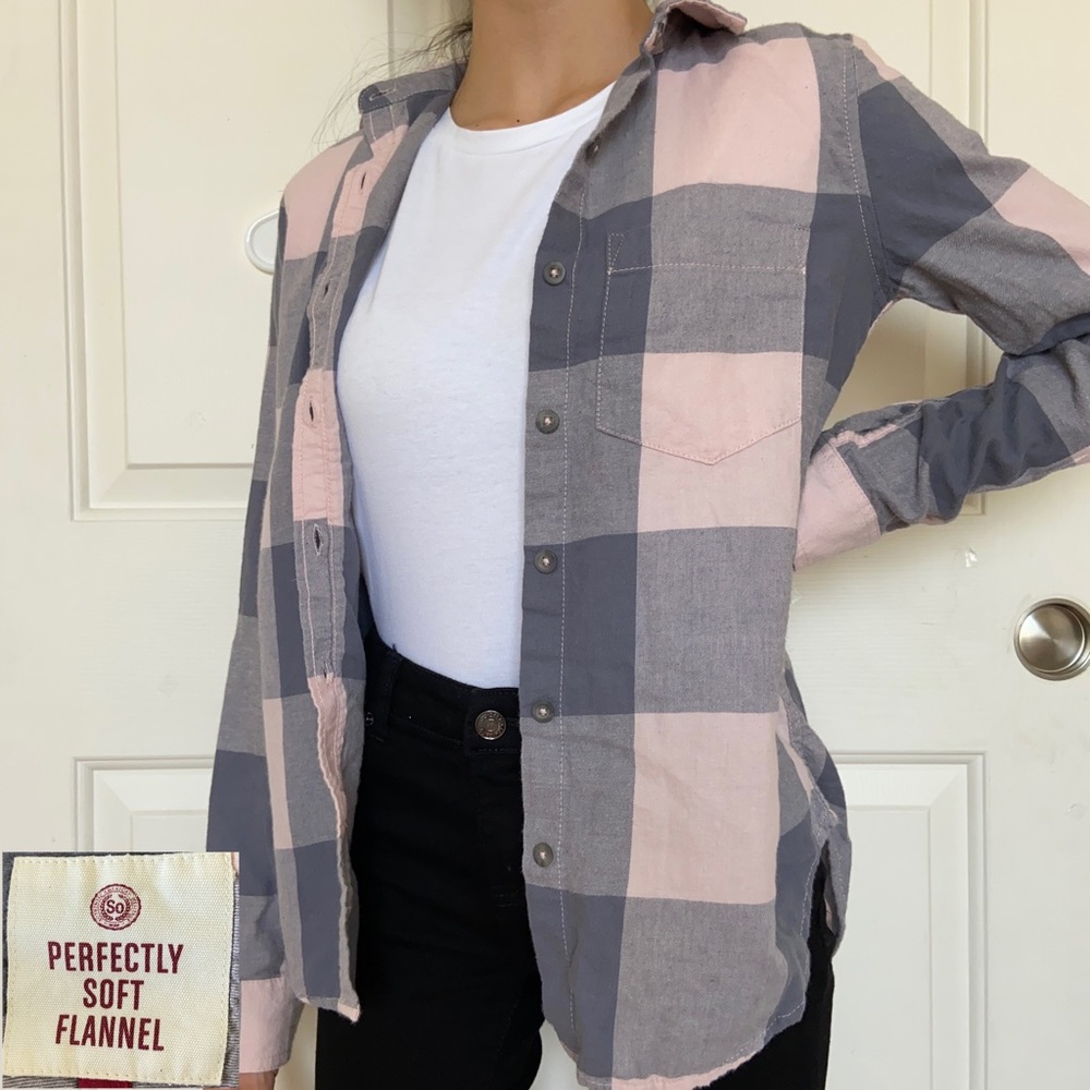 S.O - Perfectly Soft Flannel - Pink And Grey